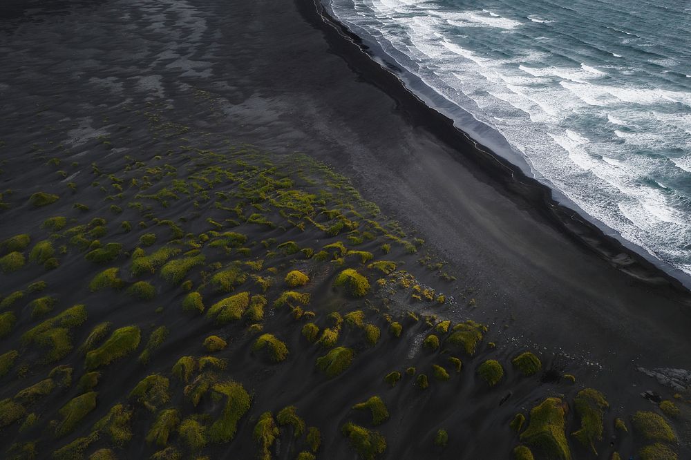 Black sand beach in Icelandic coast