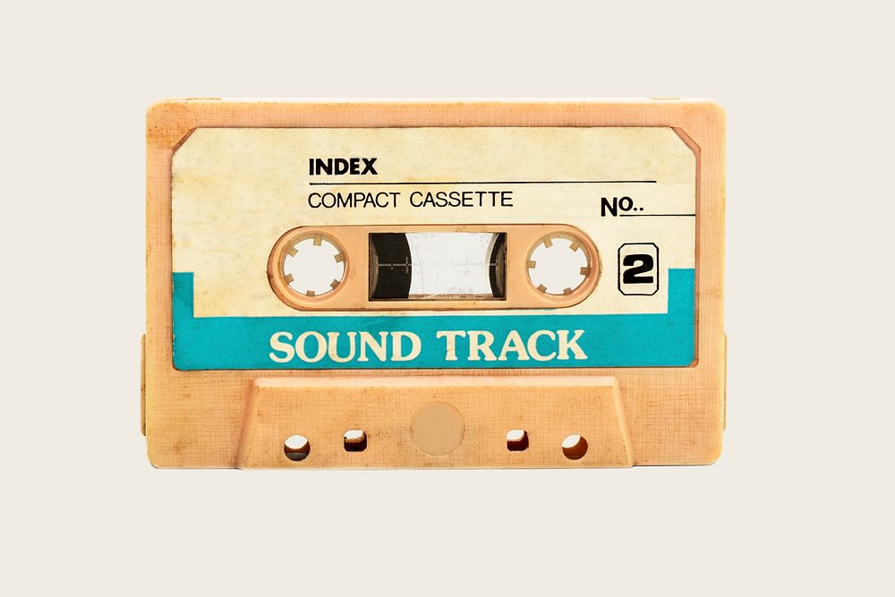Retro cassette tape on a cream background 