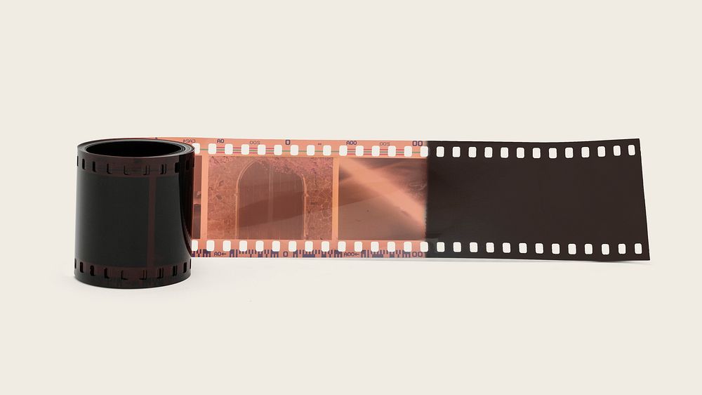 Negative roll of an analog 35mm film mockup design resource