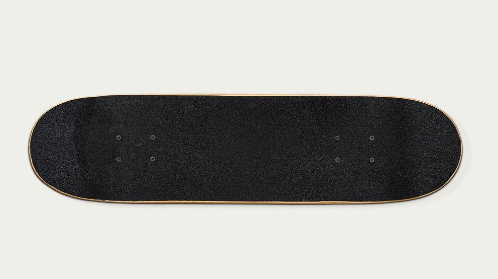 Black skateboard on off white background mockup