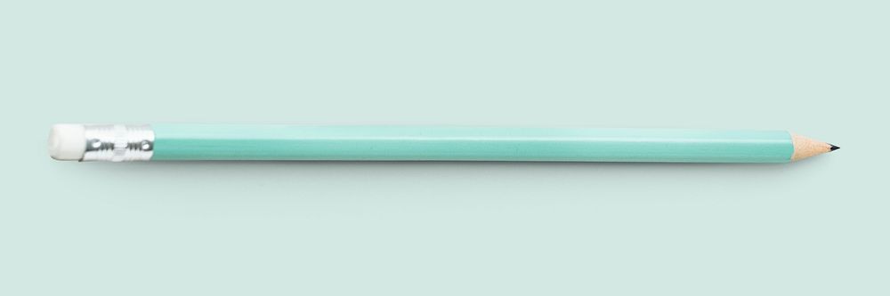 Blue wooden pencil on blue background