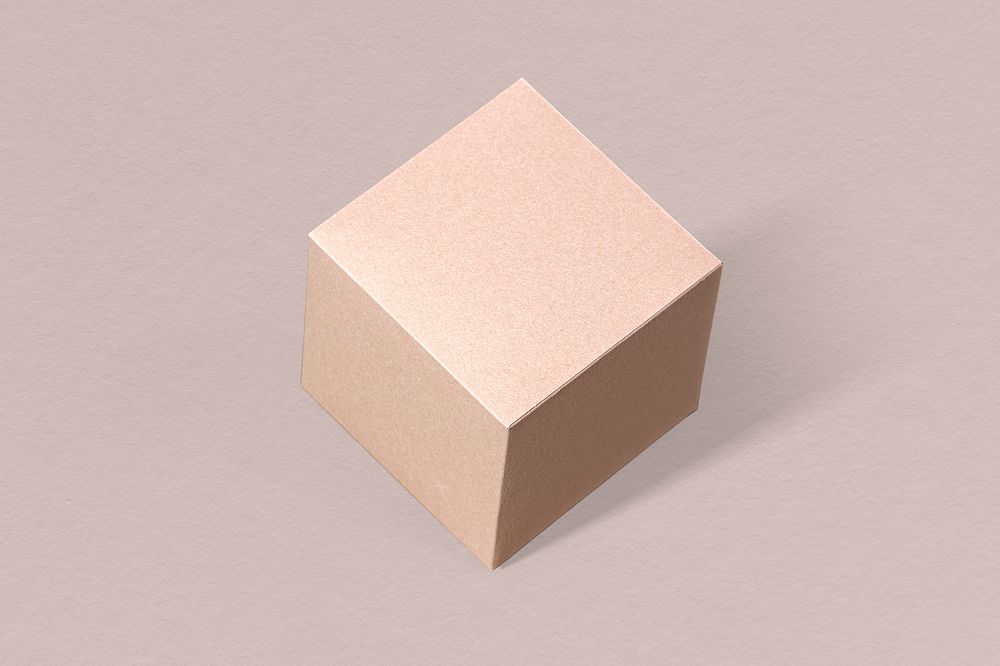 3D pink cubic paper craft on a dull pink background