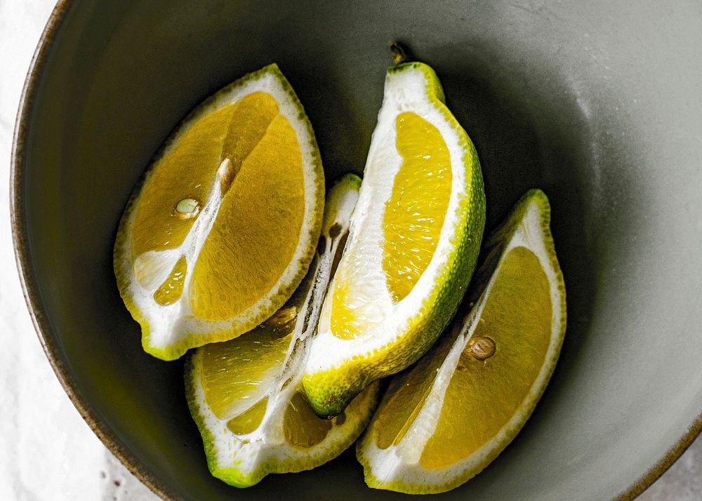 Yellow fresh cut organic lemons 