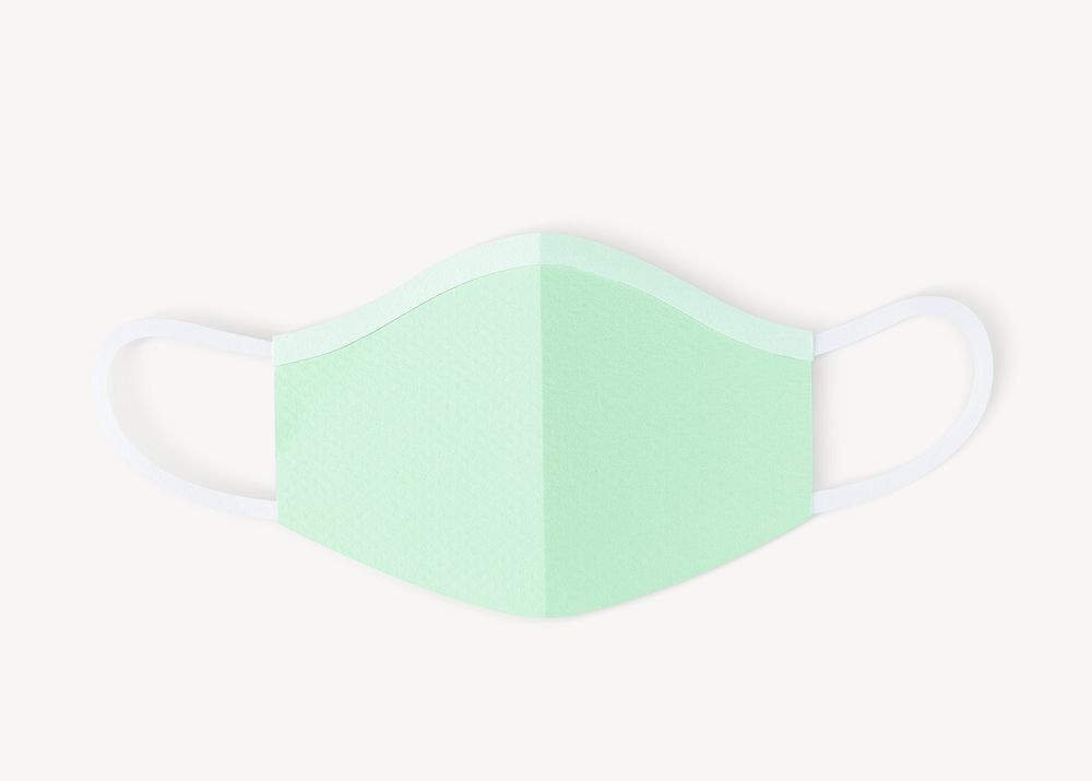 Paper craft surgical face mask on a white background mockup