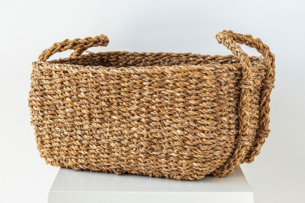 Brown wicker basket design element