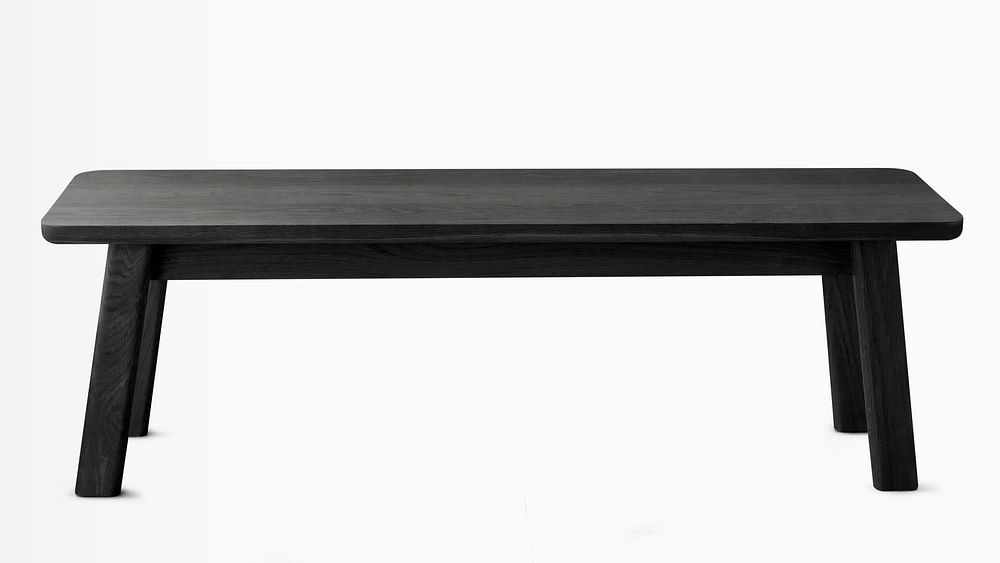 Black wooden table on white background