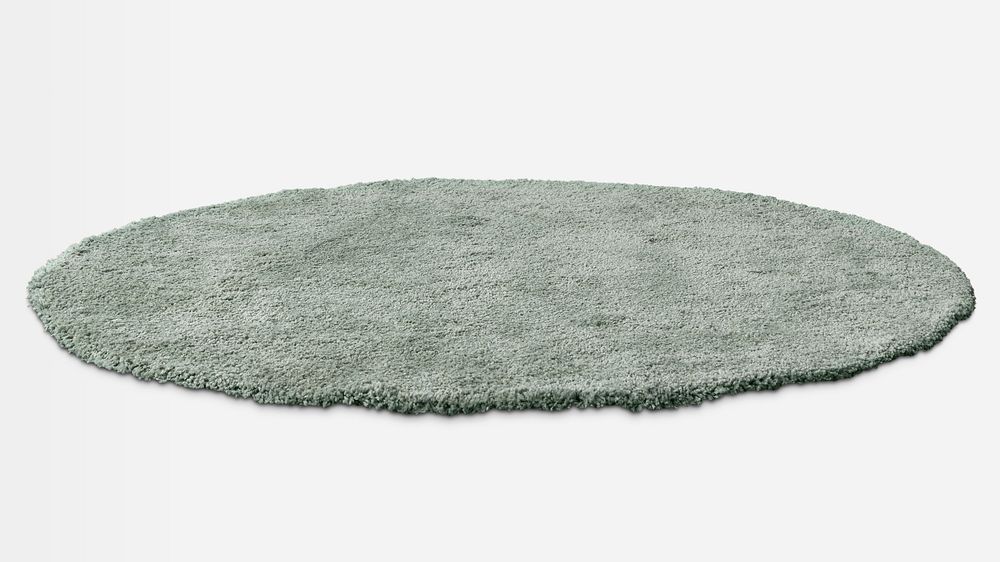 Gray fluffy rounded shape floor carpet