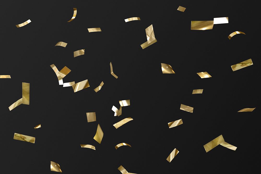 Gold confetti pattern design element on a dark background