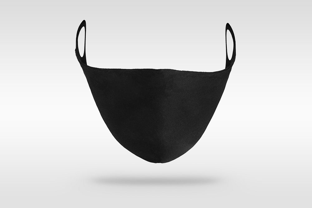 Black protective fabric face mask mockup