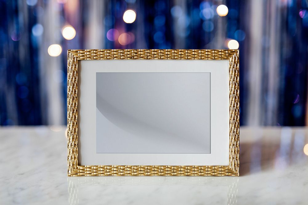 Golden frame on a table