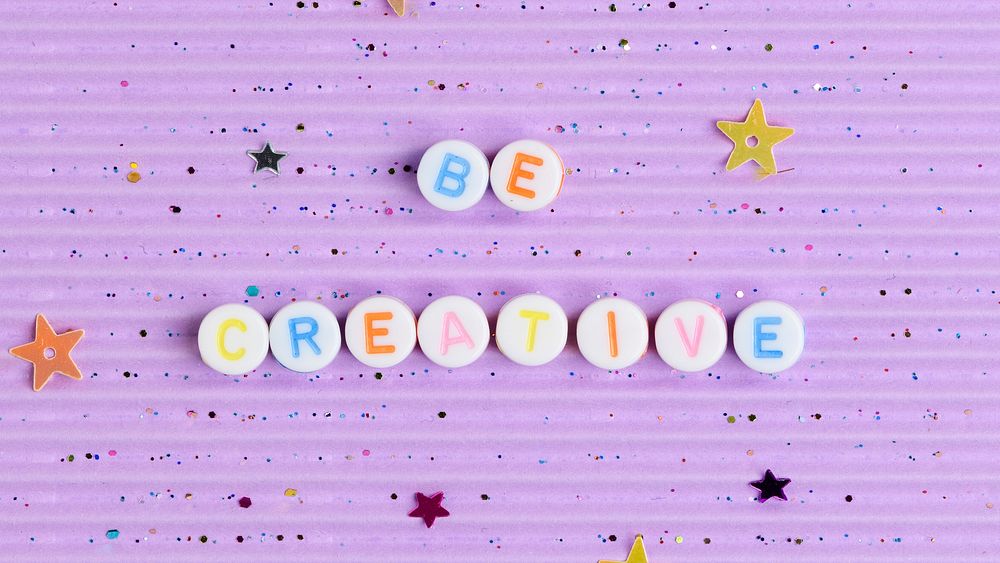 Be creative letter beads purple background
