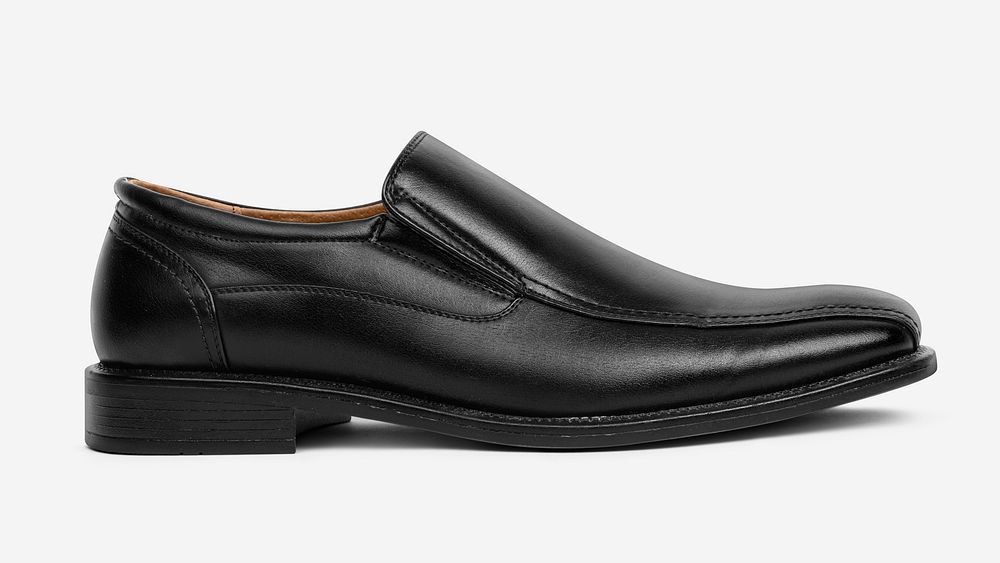 Black leather slip-on mockup psd men&rsquo;s shoes fashion