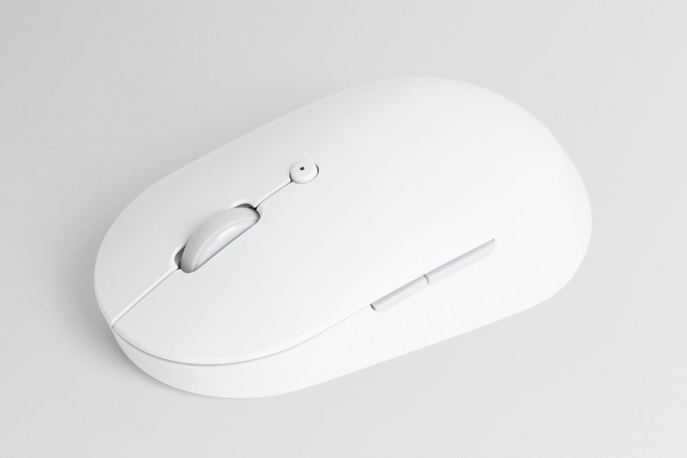 White wireless optical mouse mockup digital device