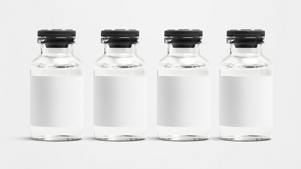 Medicine glass vials with blank white label