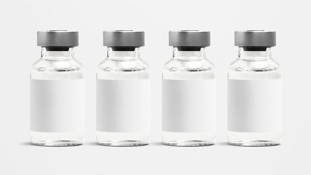 Injection glass bottles with blank white label
