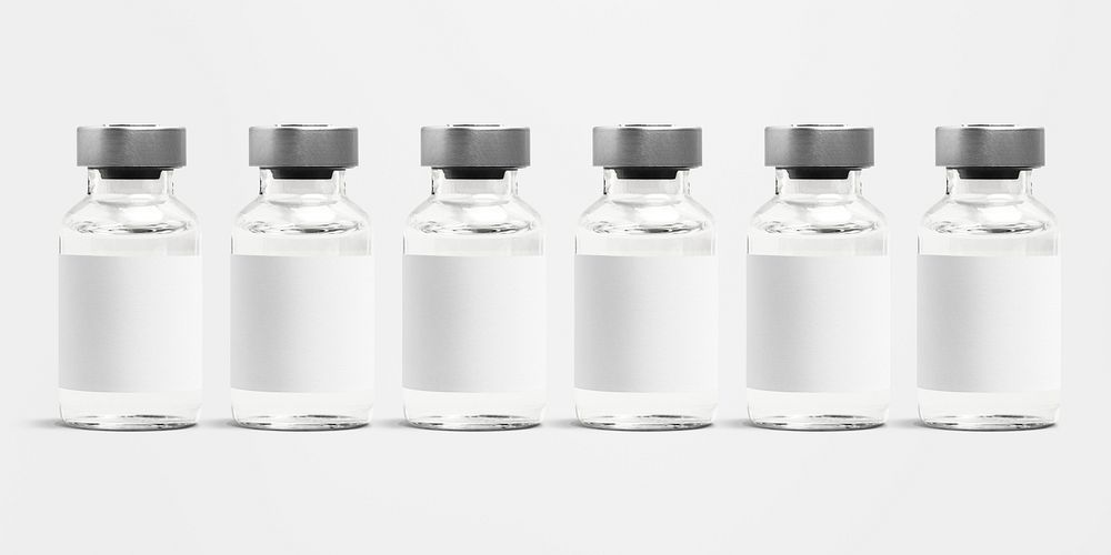 Injection glass vials with blank white label
