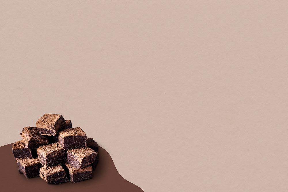 Chocolate ganache truffle squares dusted with cacao powder