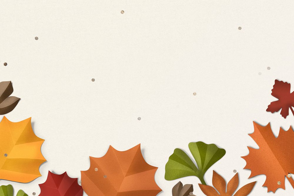 Autumn leaf border in paper craft style