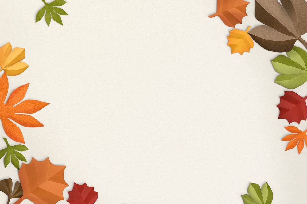 Autumn leaf border in paper craft style