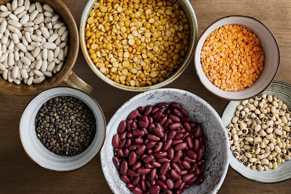 Lentils and beans flat lay | Free Photo - rawpixel
