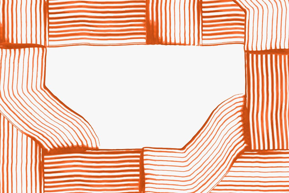 DIY raked textured frame vector in orange experimental abstract art