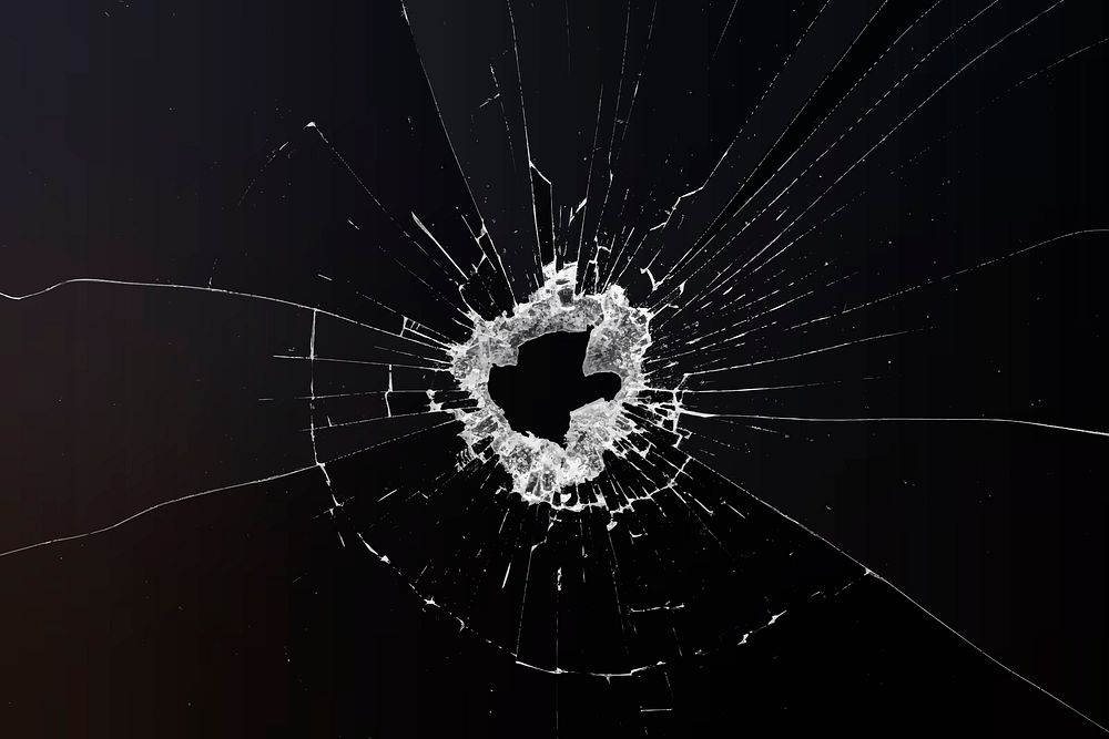 Broken glass background vector on black 