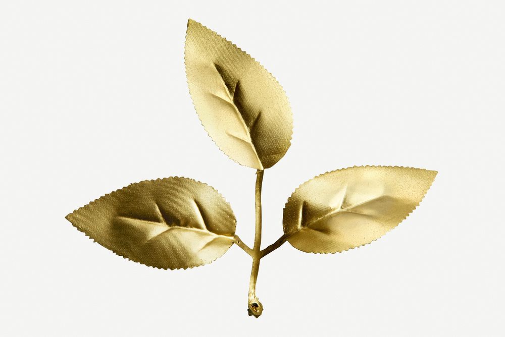Shiny golden leaf on isolated on background mockup
