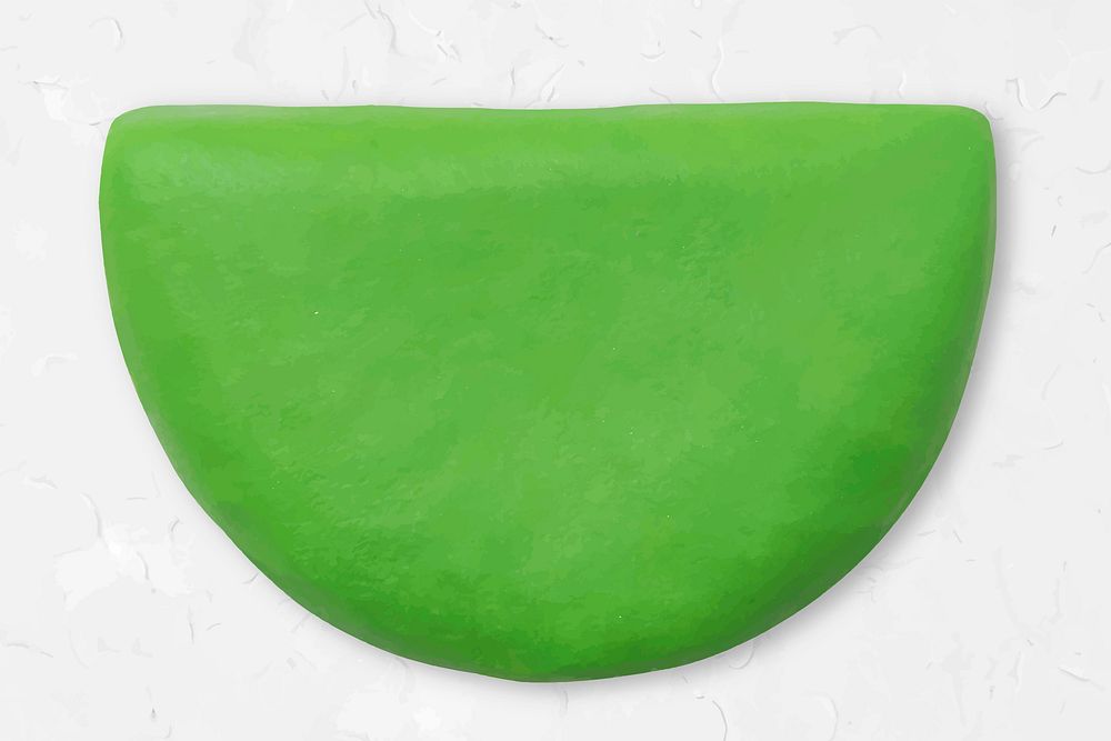 Clay semi-circle geometric shape vector green cute graphic for kids