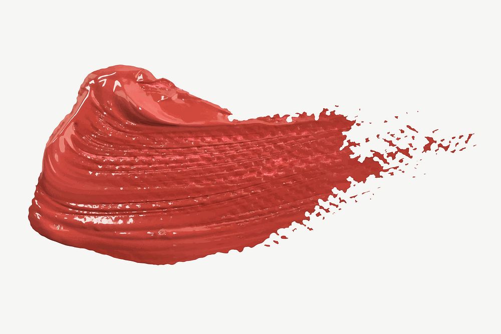 Red paint smear textured vector brush stroke creative art graphic