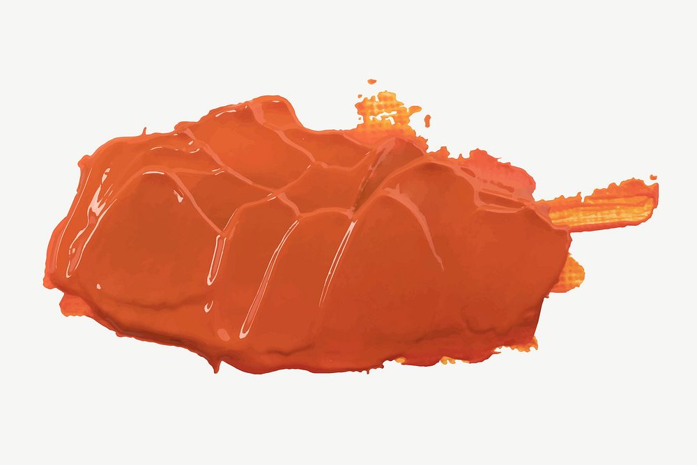 Orange paint smudge textured vector brush stroke creative art graphic