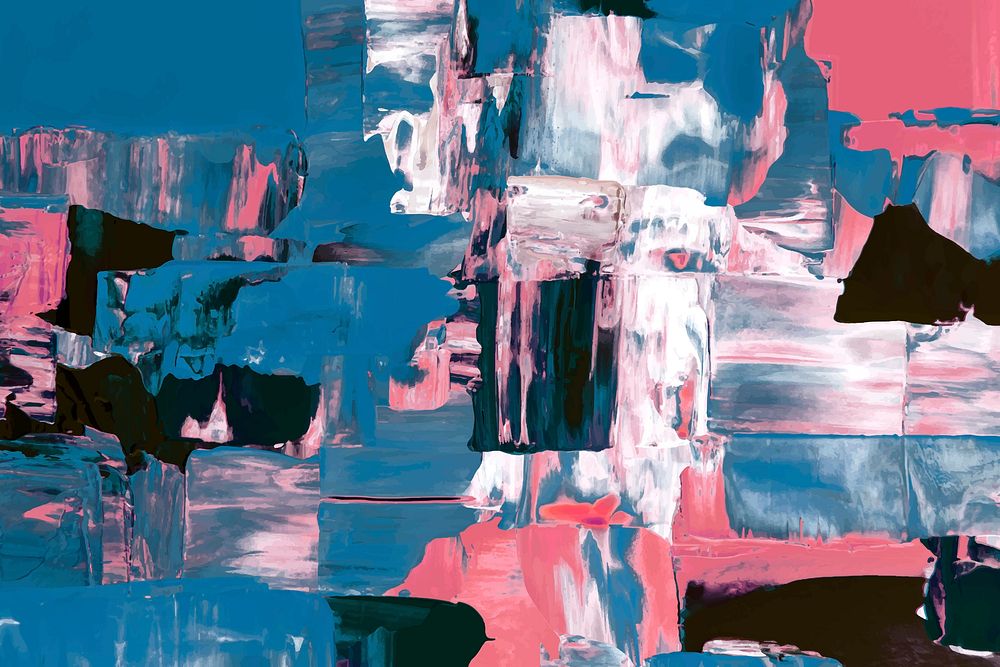 Abstract paint background wallpaper vector, blue and pink acrylic paint textured