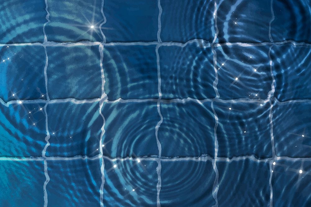 Pool background, water ripple texture, blue tile vector