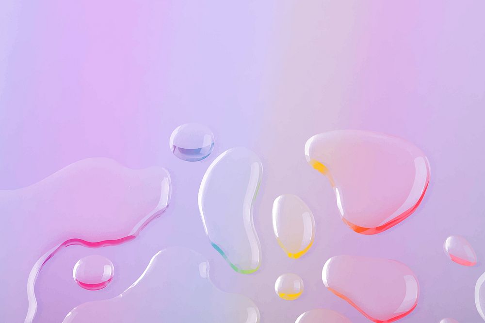 Aesthetic background, water drops, gradient purple wallpaper vector