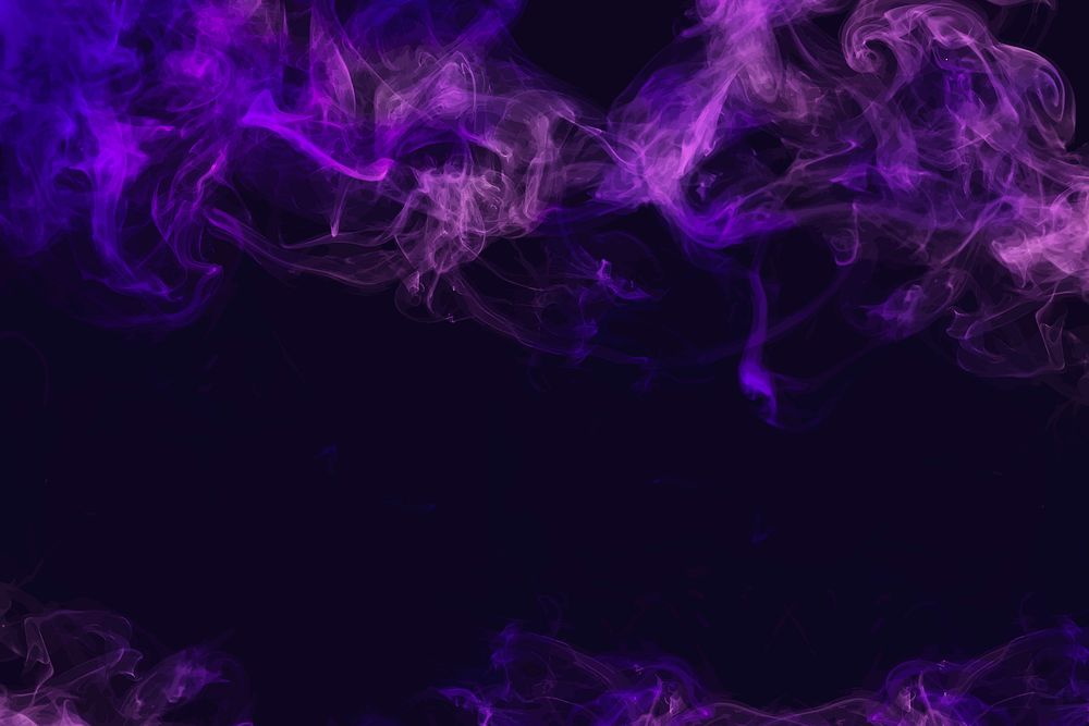 Neon smoke background vector, texture border in purple