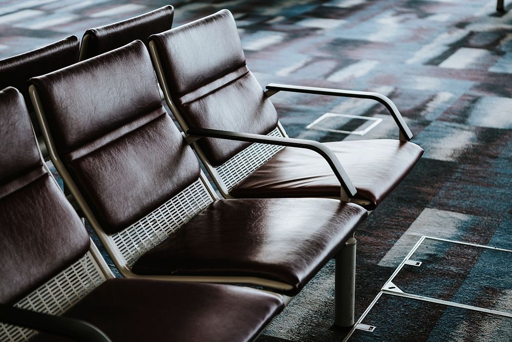 Leather seats in waiting area at the airport