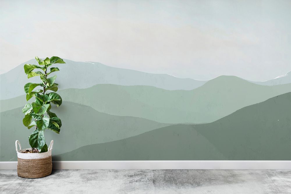 Realistic wall mockup, houseplant decoration psd