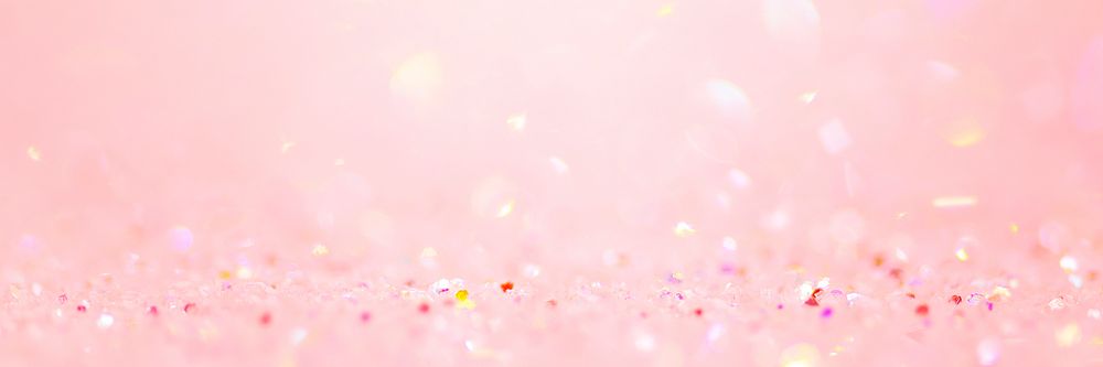 Light pink glitter confetti bokeh background social banner