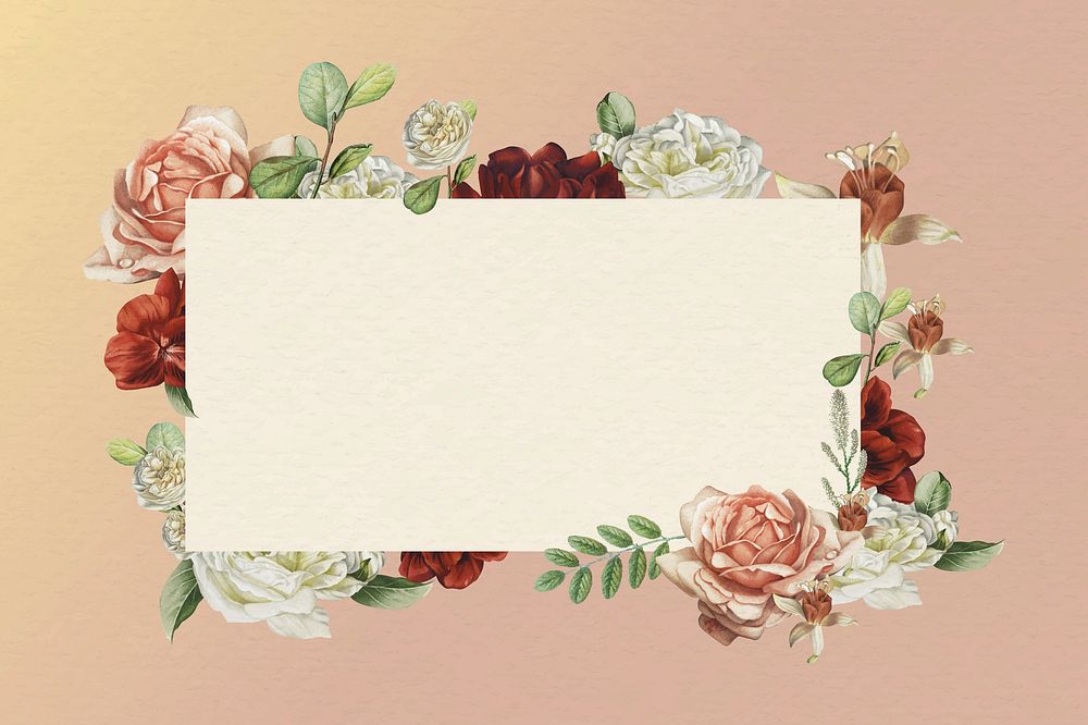 Flower rectangle frame vector template