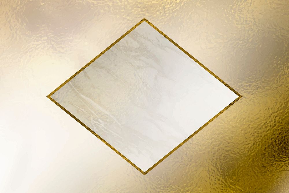 Rhombus gold frame on shiny background vector