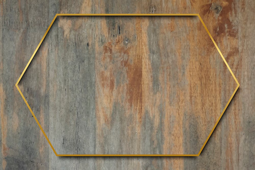 Gold frame on grunge wooden background vector