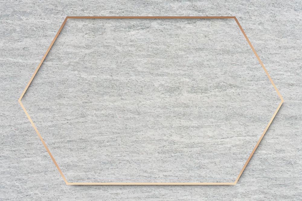Hexagon gold frame on gray cement background vector