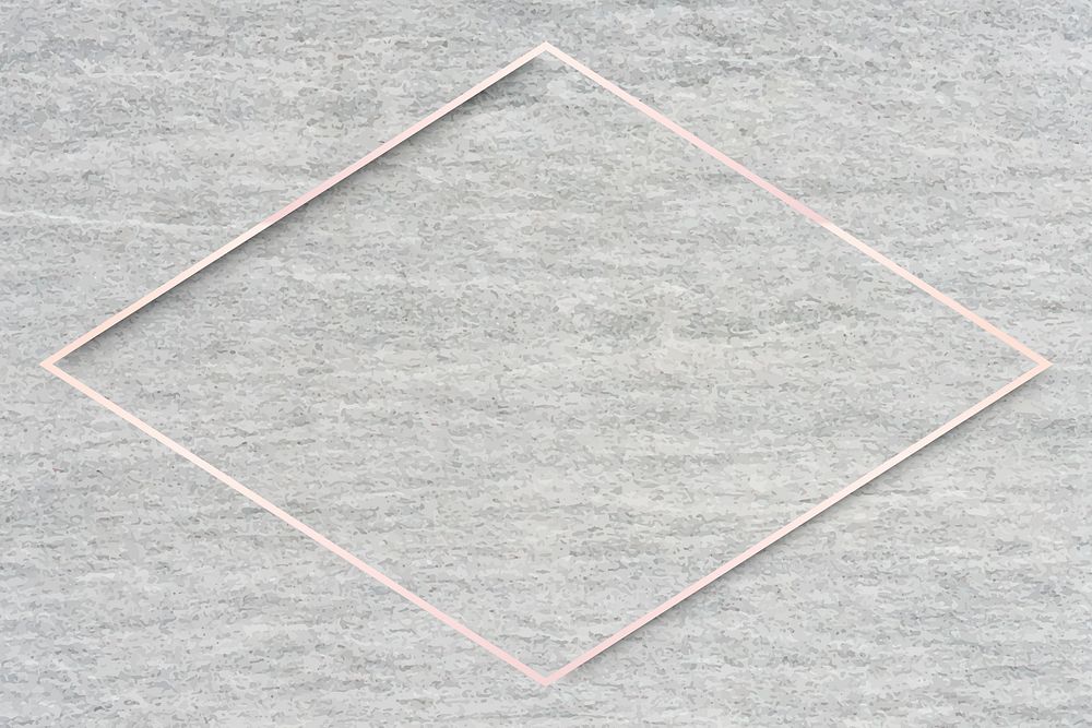 Rhombus rose gold frame on cement background vector