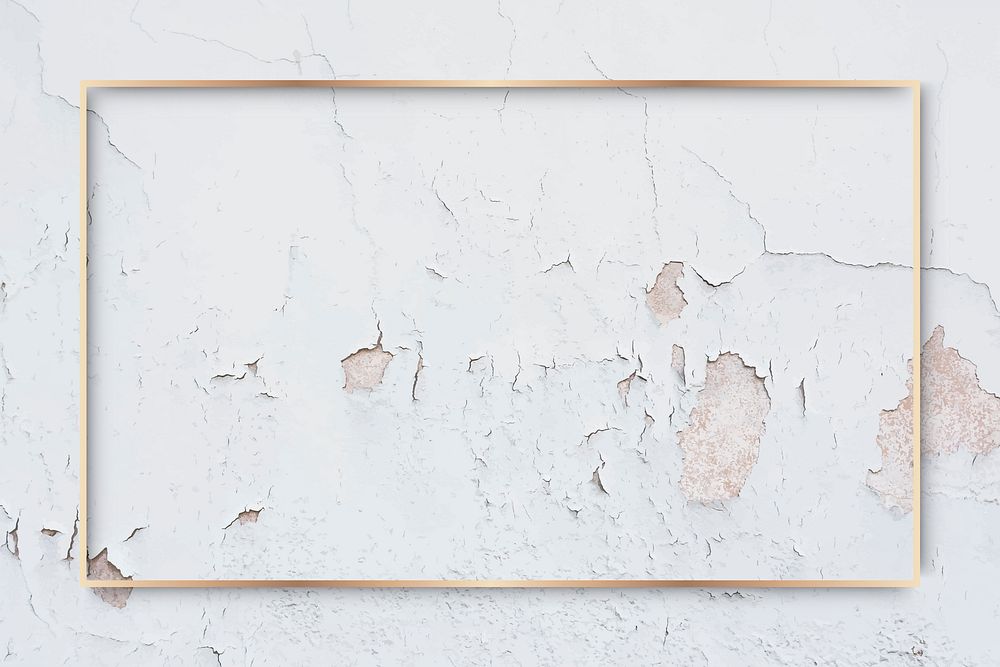 Rectangle rose gold frame on weathered paint wall background vector
