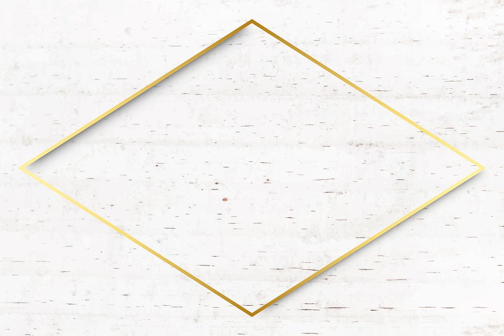 Rhombus gold frame on beige marble background vector