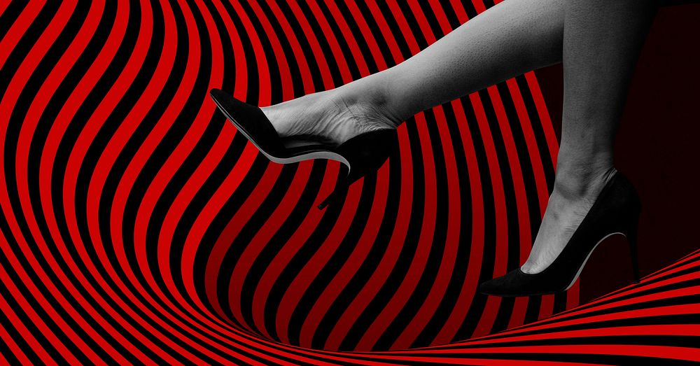 Woman legs with black heels up in the air social advertisement mockup