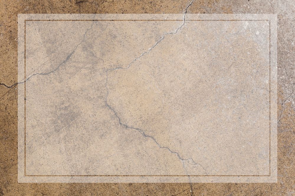 Blank transparent frame on an aged brown concrete wall mockup design