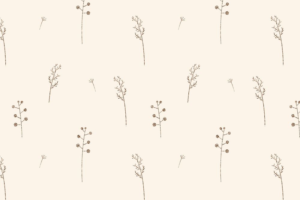 Botanical seamless pattern on beige background vector