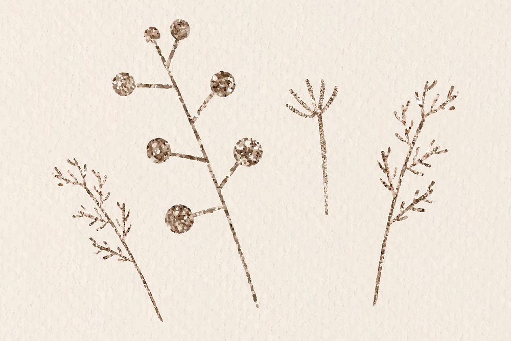 Botanical elements on beige background vector