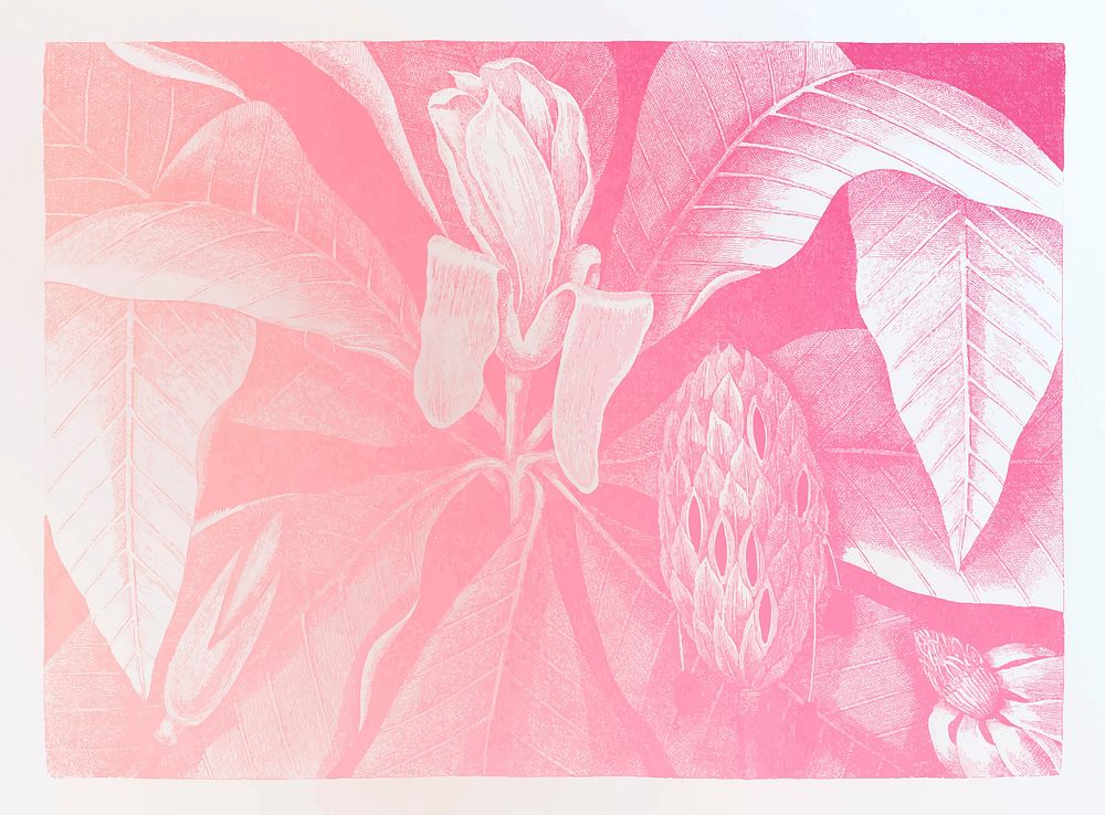 Pink umbrella tree vintage illustration vector, remix from original artwork.