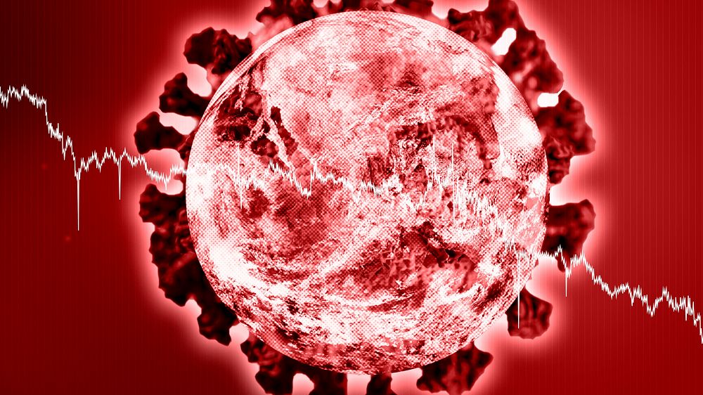 Coronavirus on a red background mockup